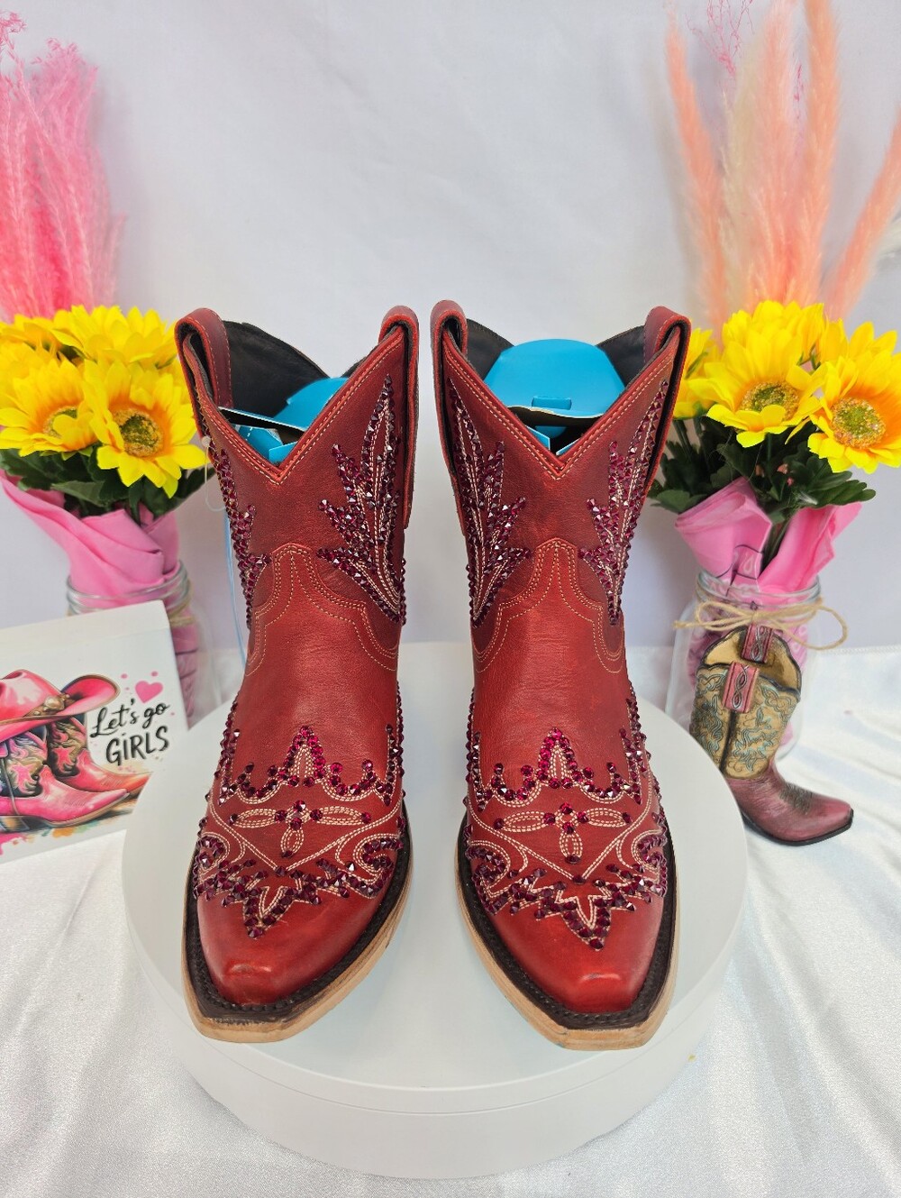 New LANE Lexington Cowgirl Boots W/ SWAROVSKI Crystals 8 - Picture 3 of 10